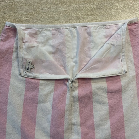 Madewell 100% Cotton Lined Barbie Mini Skirt Cara Stripe Light Pink & White 8 - Picture 5 of 11
